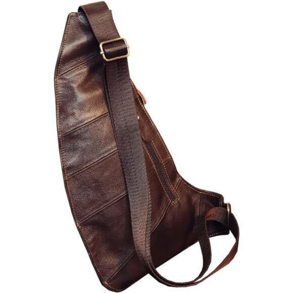 Leather Sling Bag Crossbody Backpack for Men Women Travel Outdoor Camping - Picture 2 of 7